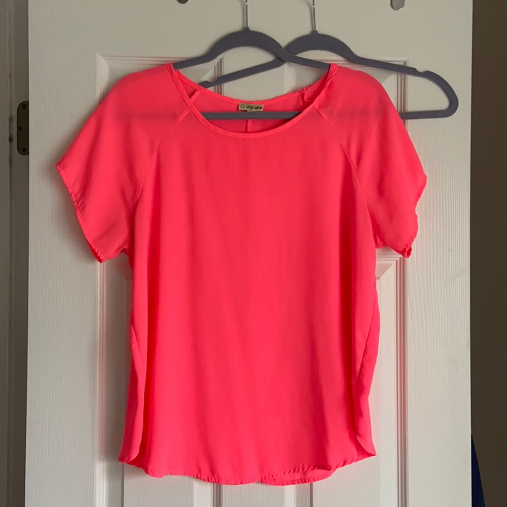 Hot Pink Split Back Blouse